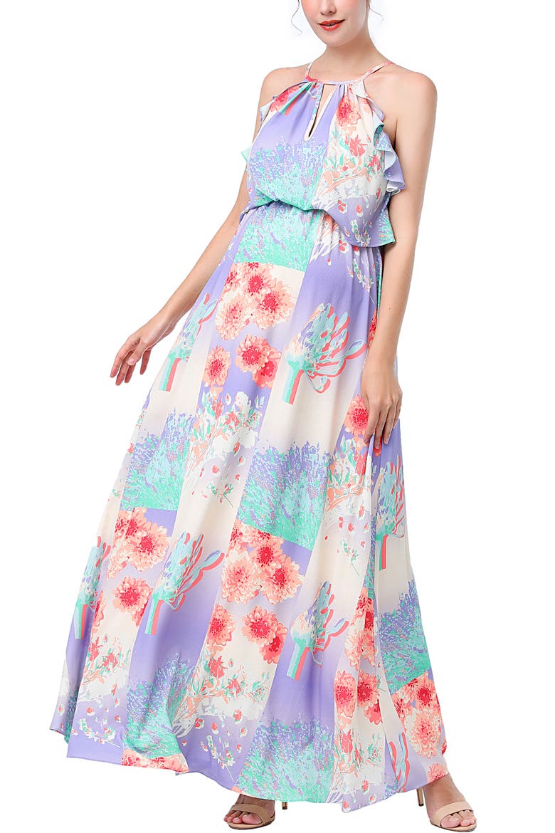 Pixie Maternity Nursing Maxi Dress, Main, color, Multicolored