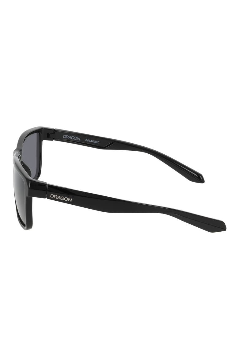 58mm Rectangular Sunglasses, Alternate, color, SHINY BLACK/ SMOKE LENS