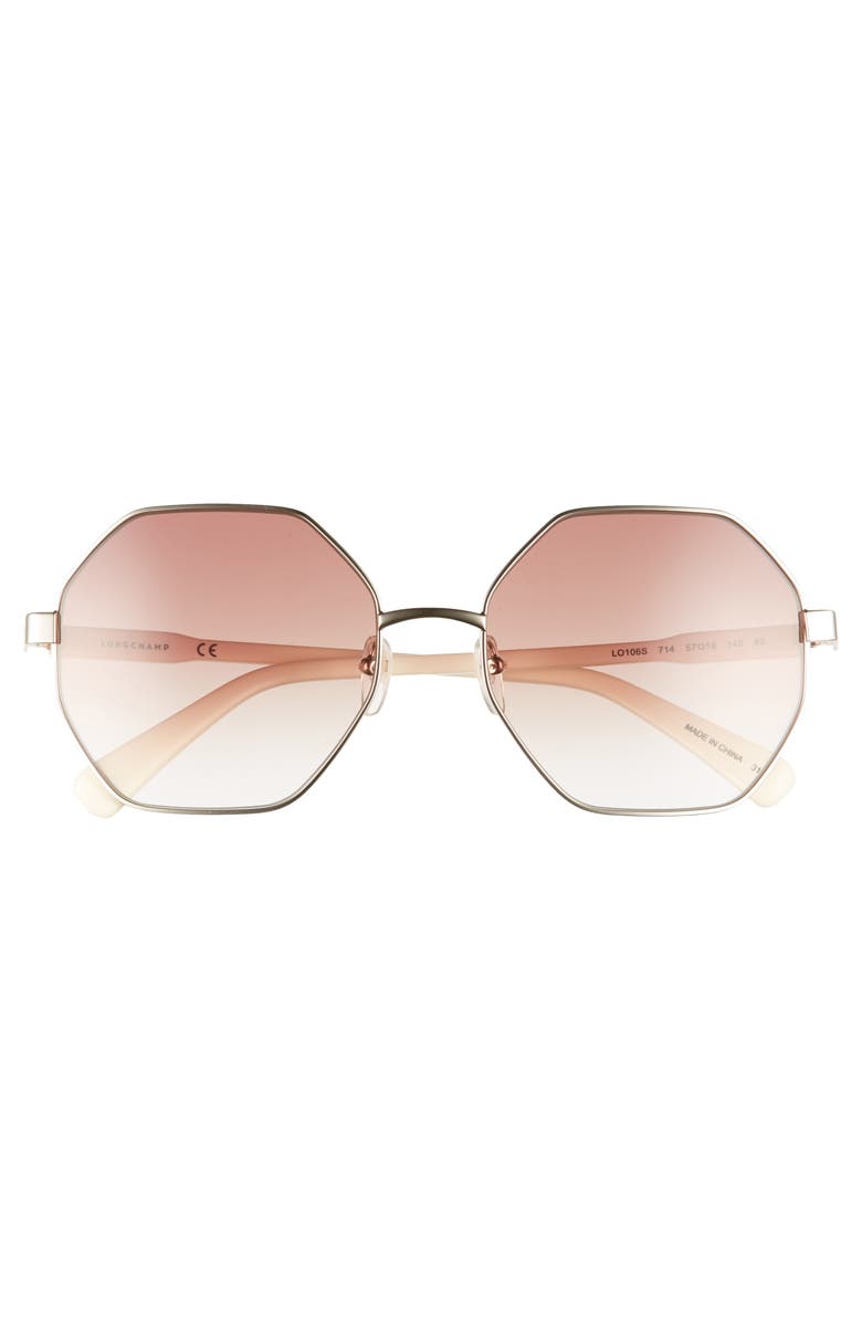 Longchamp Le Pliage 57mm Gradient Octagonal Sunglasses, Alternate, color, Gold