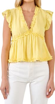 Endless Rose Ruffle Trim Empire Waist Blouse