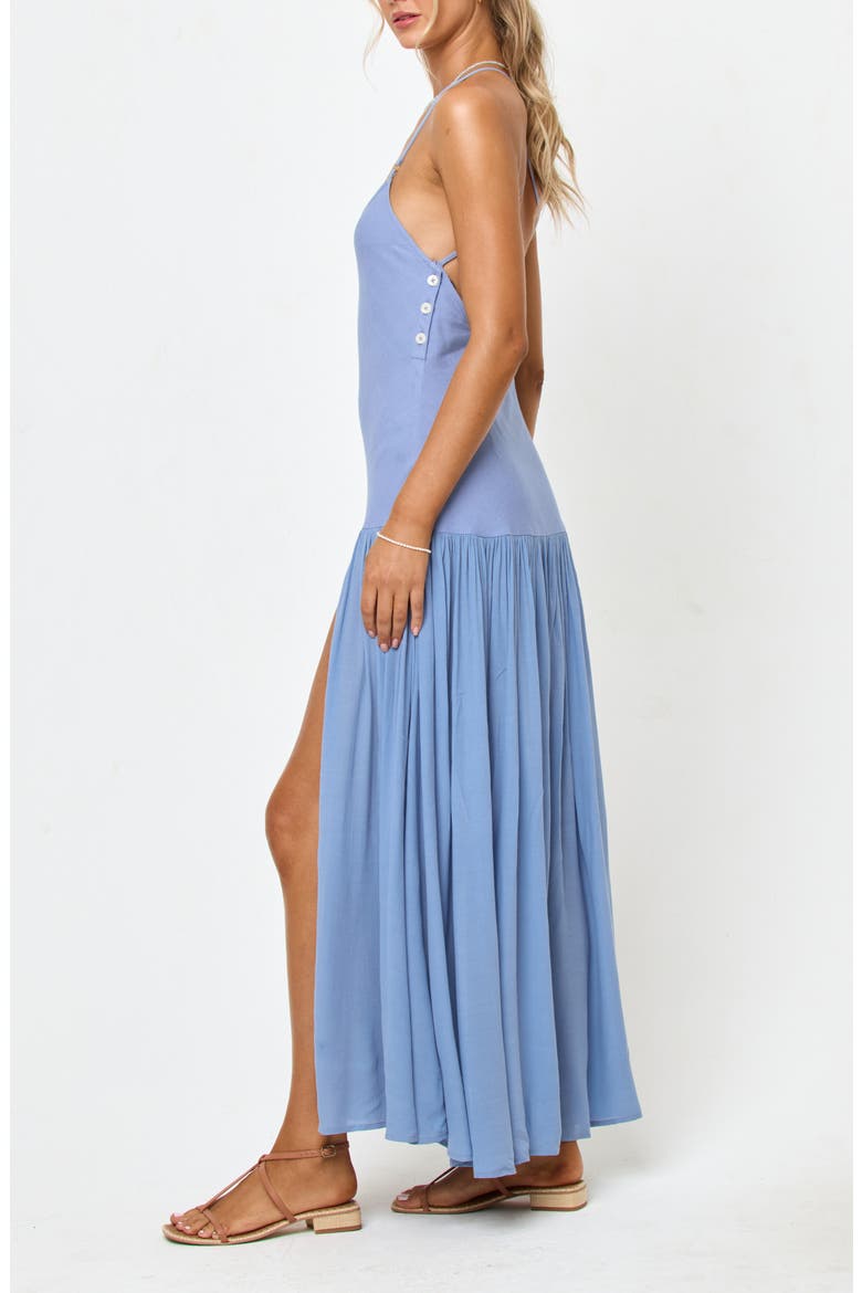 Row Cotton & Linen Blend Maxi Sundress, Alternate, color, CHAMBRAY