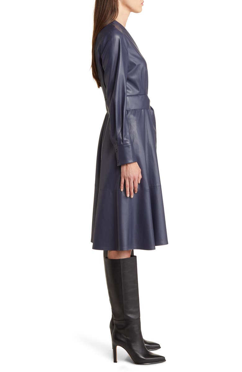 KOBI HALPERIN Fontana Belted Faux Leather Button Front Dress, Alternate, color, 