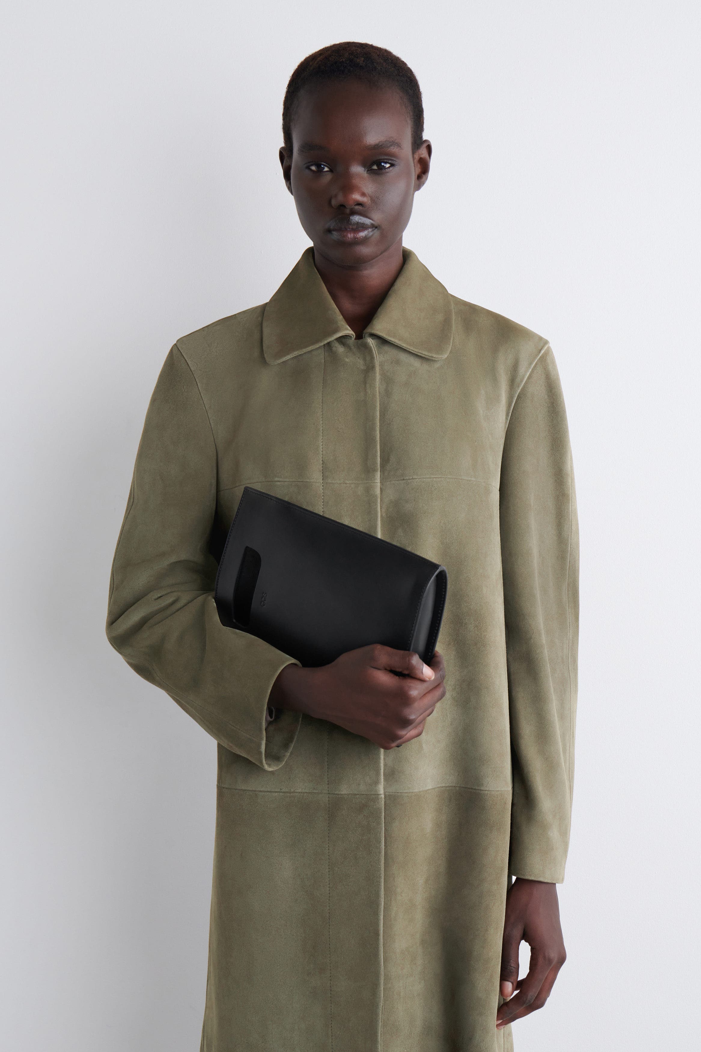 COS Folio Mini Bag - Leather, Alternate, color, Black