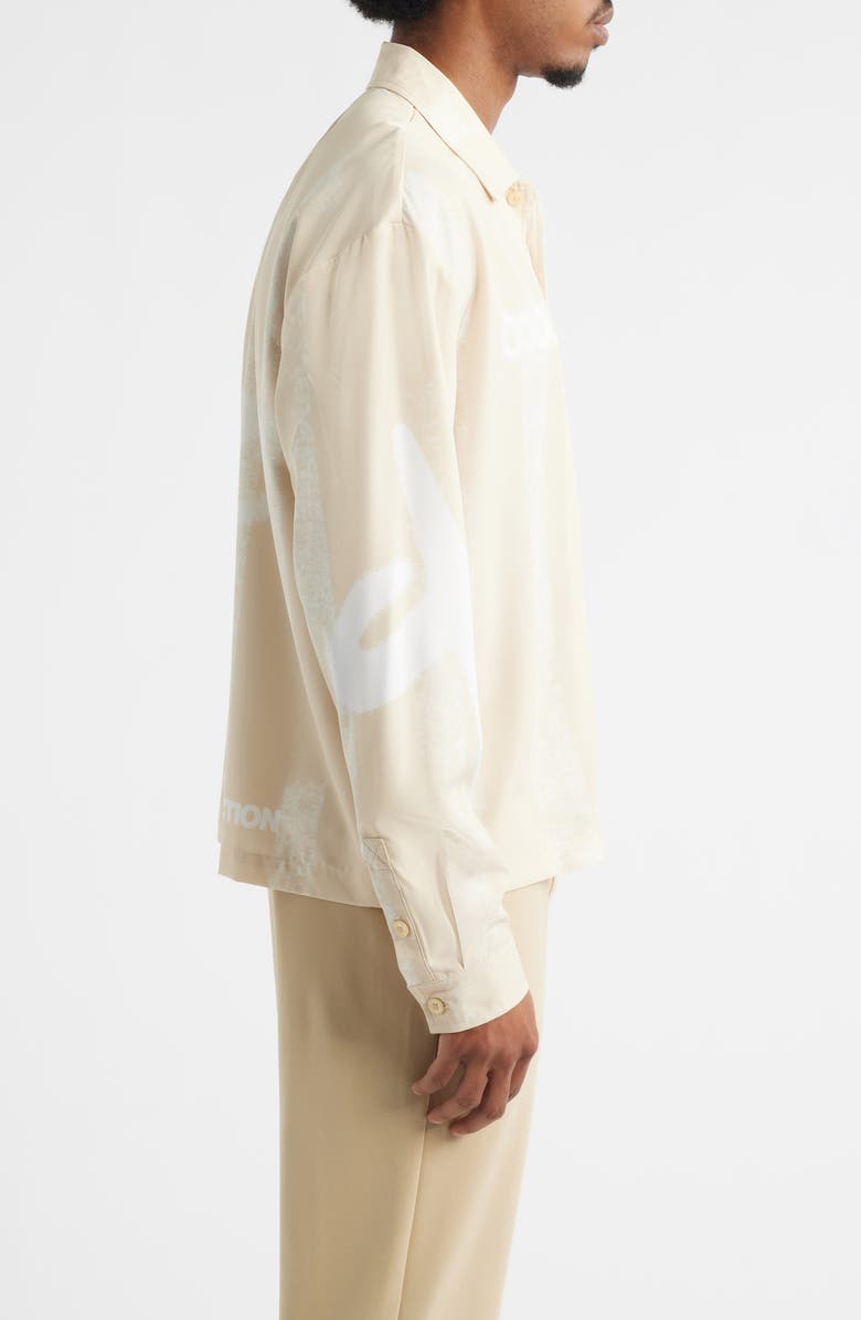 SANTO STUDIO Team Graphic Button-Up Shirt, Alternate, color, Tan