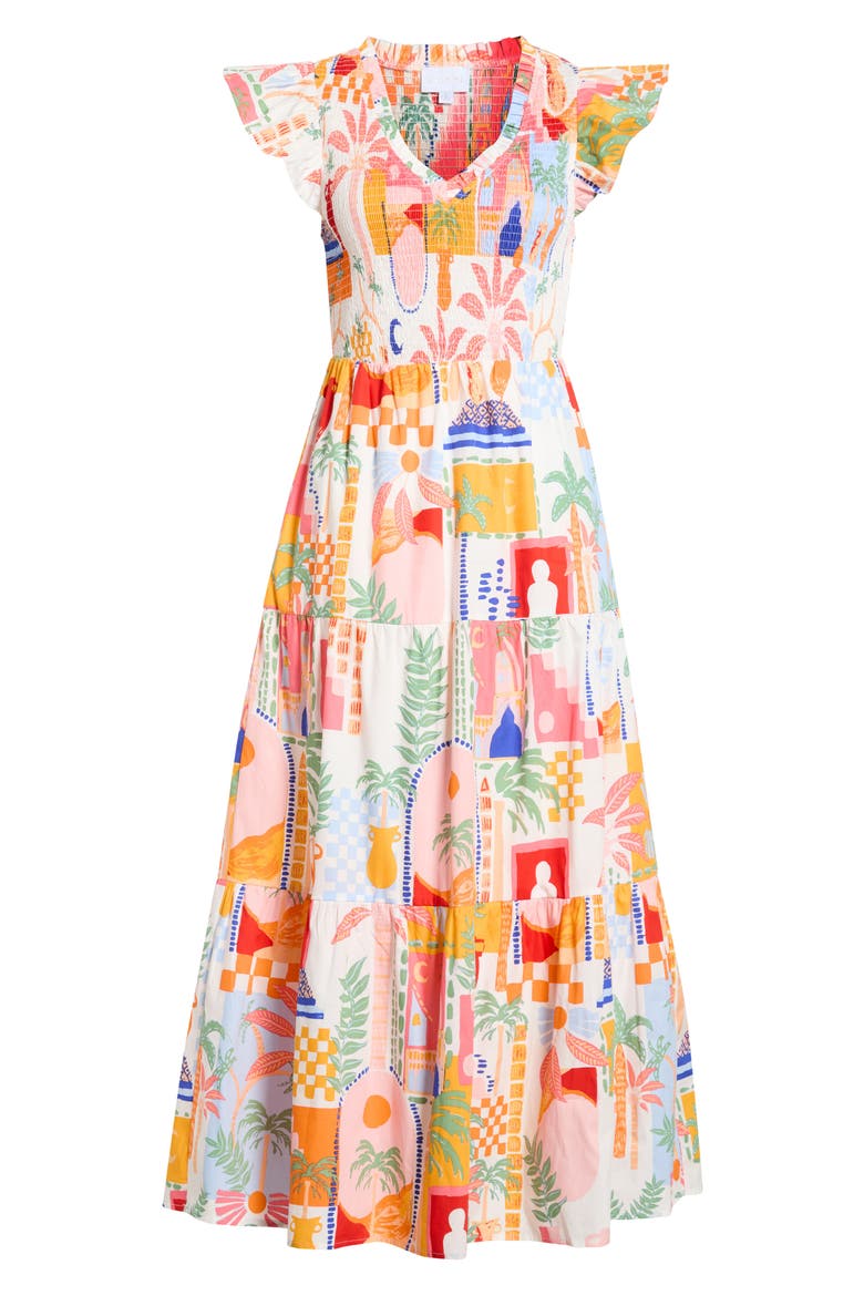 Vesper Sunfire Maxi Dress, Alternate, color, ORANGE-PINK-WHITE