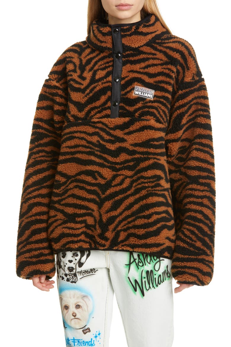 Juju Tiger Print Fleece Jacket, Main, color, TIGER