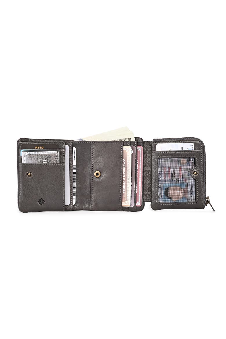 Clover Genuine Leather Slim Secure Trifold RFID Wallet, Alternate, color, Grey
