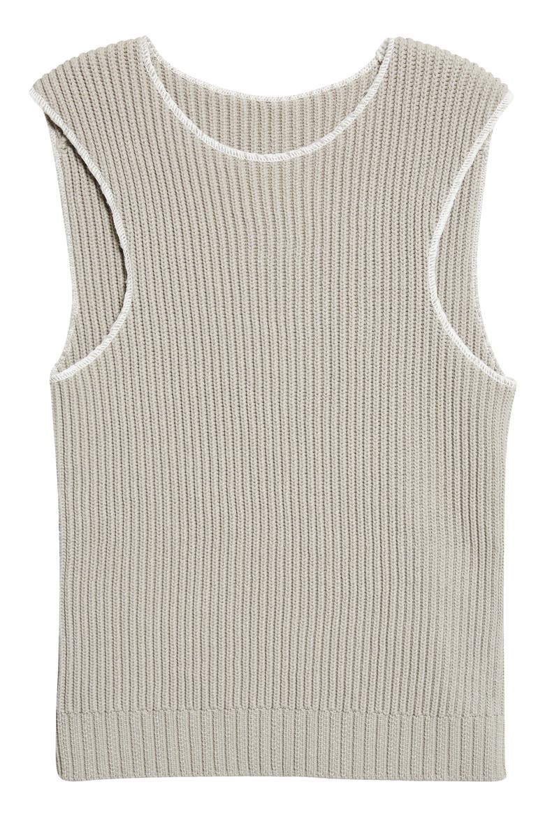 Deconstructed Sleeveless Cotton & Nylon Sweater, Alternate, color, GREY