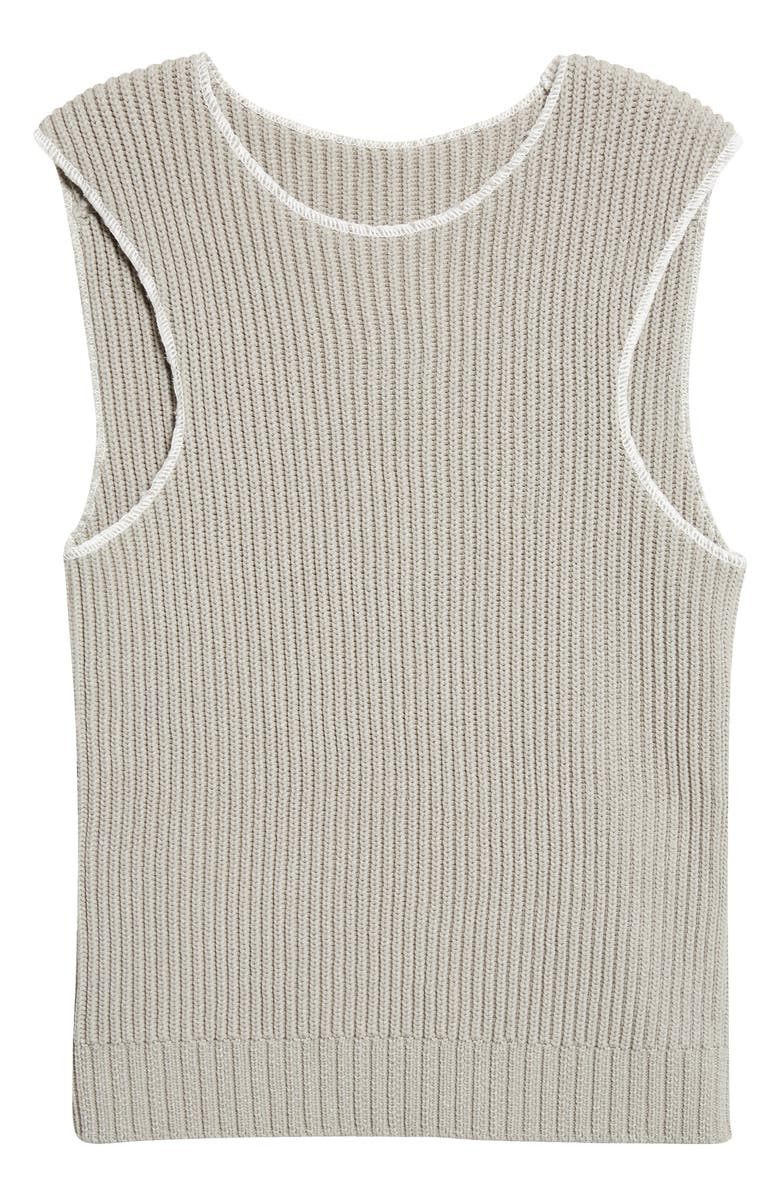 MM6 Maison Margiela Deconstructed Sleeveless Cotton & Nylon Sweater, Alternate, color, Grey