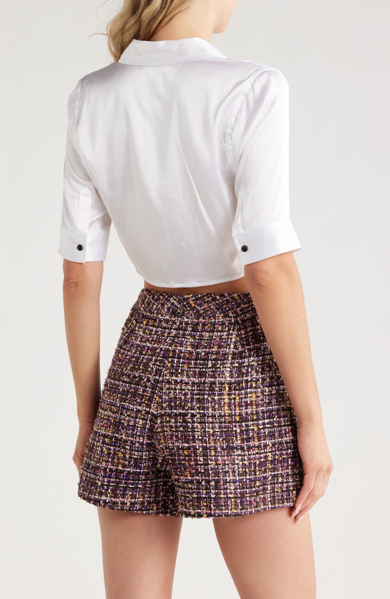 L'AGENCE Niccola Elbow Sleeve Silk Blend Crop Button-Up Shirt, Alternate, color,