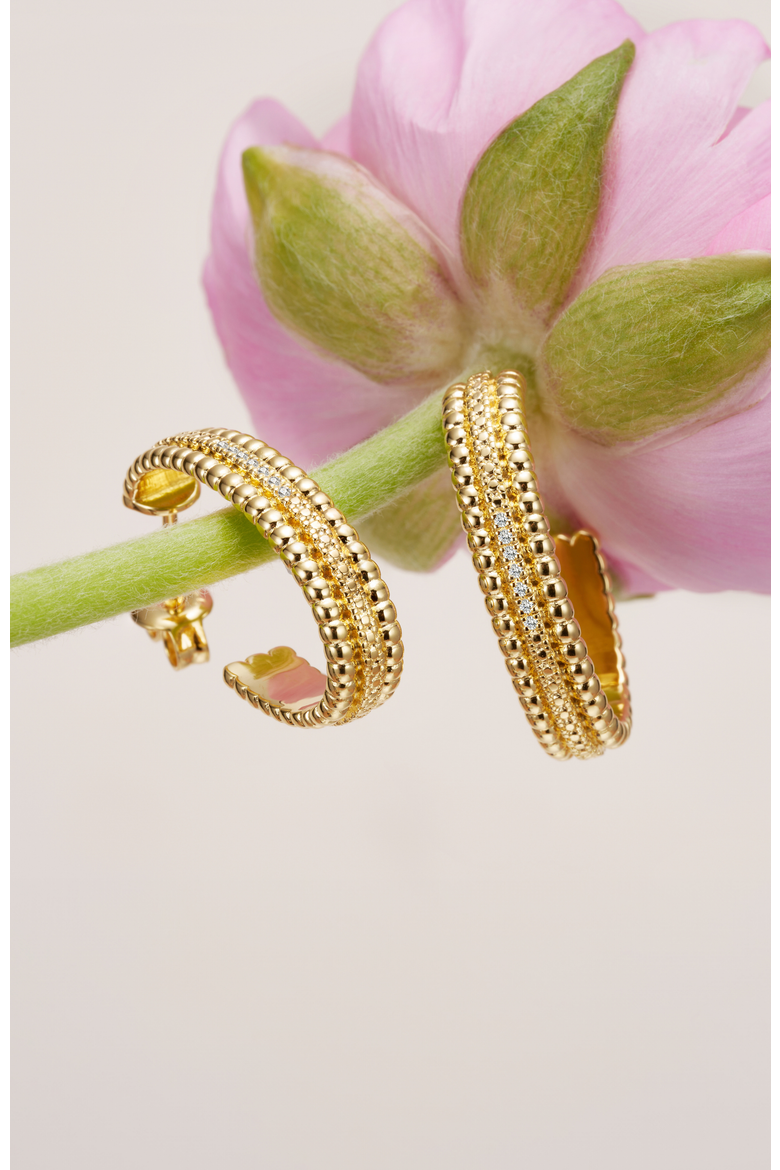 Dotty Diamond Hoops | 28 natural diamonds | 925 Sterling Silver | Earrings | Pin | Yellow 18k-Gold Plated, Alternate, color, Yellow 18k Gold Plated