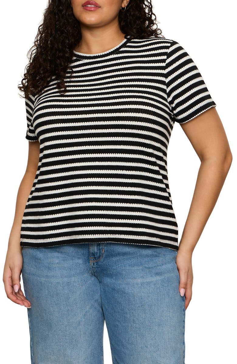 Sanctuary Perfect Stripe Relaxed Fit T-Shirt, Main, color, White/ Black Stripe