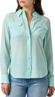 Equipment Signature Slim Fit Silk Button-Up Shirt