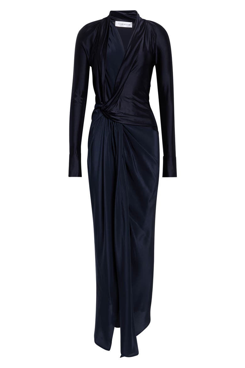 Lea Twist Front Jersey Midi Dress, Main, color, NAVY
