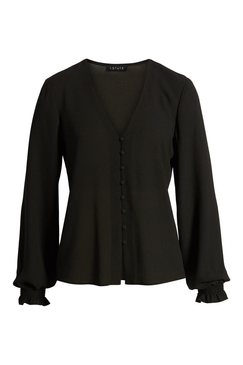 Button Front Blouse, Alternate, color, RICH BLACK