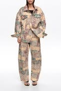 Bimba y Lola Oversize Print Denim Jacket