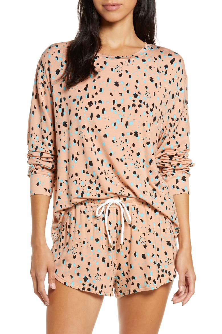 Play It Cool Short Pajamas, Main, color, STONE LEOPARD
