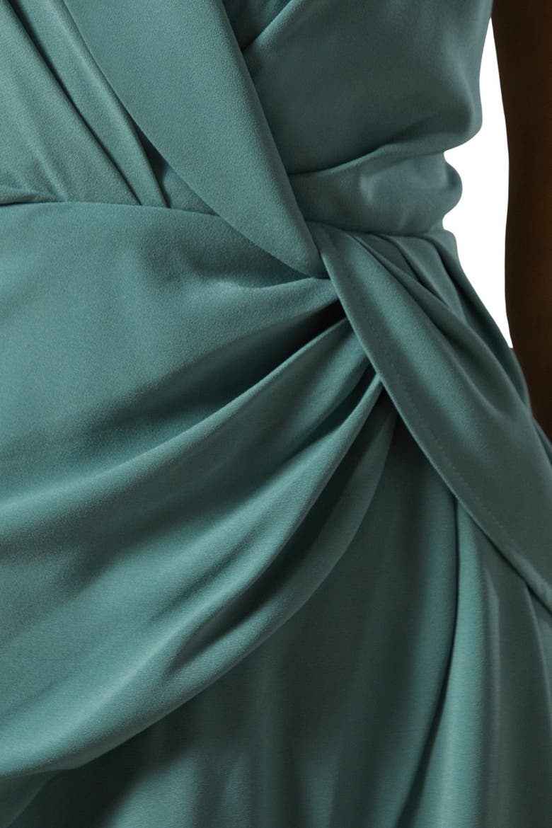 Shawl Collar Ruffle Hem Midi Dress, Alternate, color, Sage