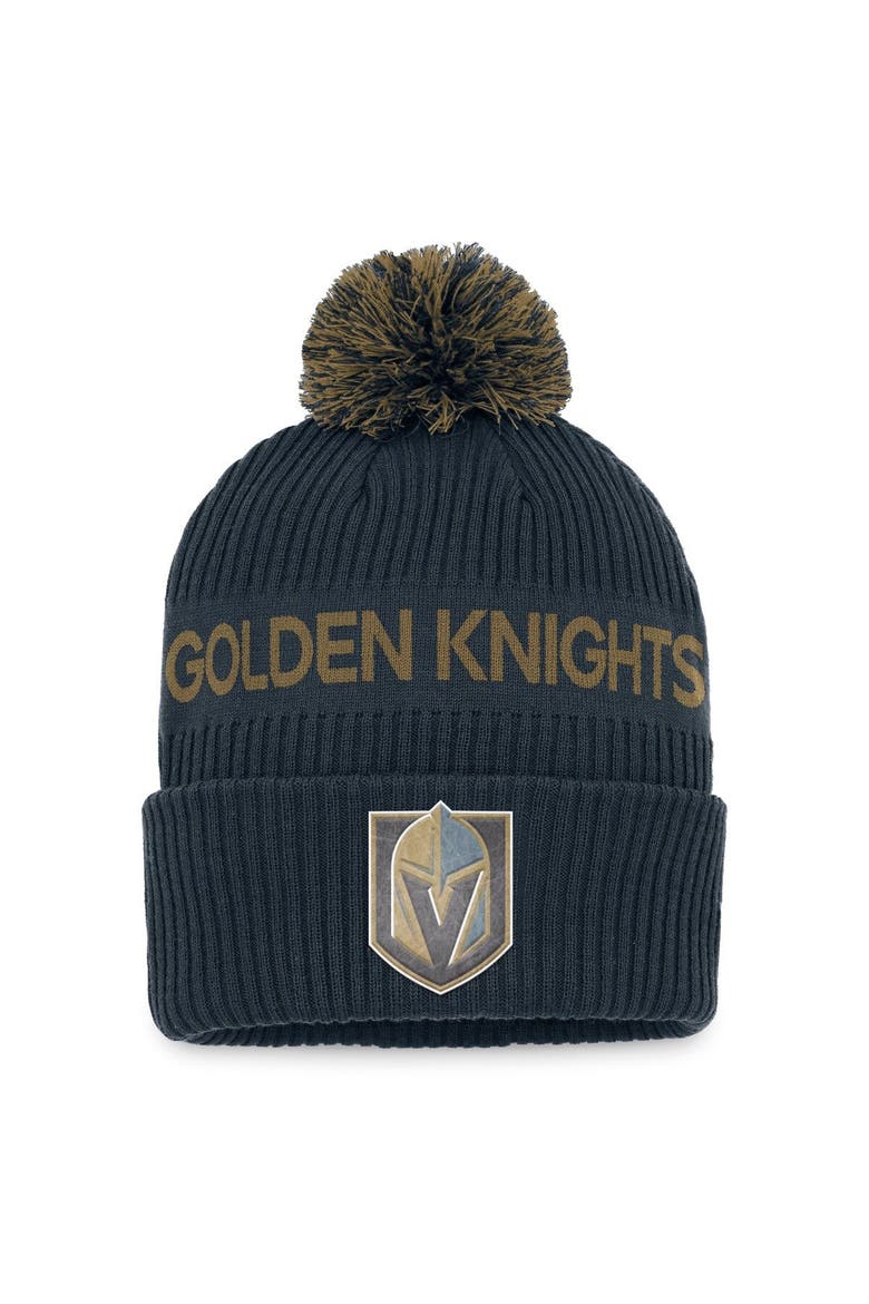 Men's Fanatics Branded Gray/Gold Vegas Golden Knights 2022 NHL Draft Authentic Pro Cuffed Knit Hat with Pom, Main, color, Gray