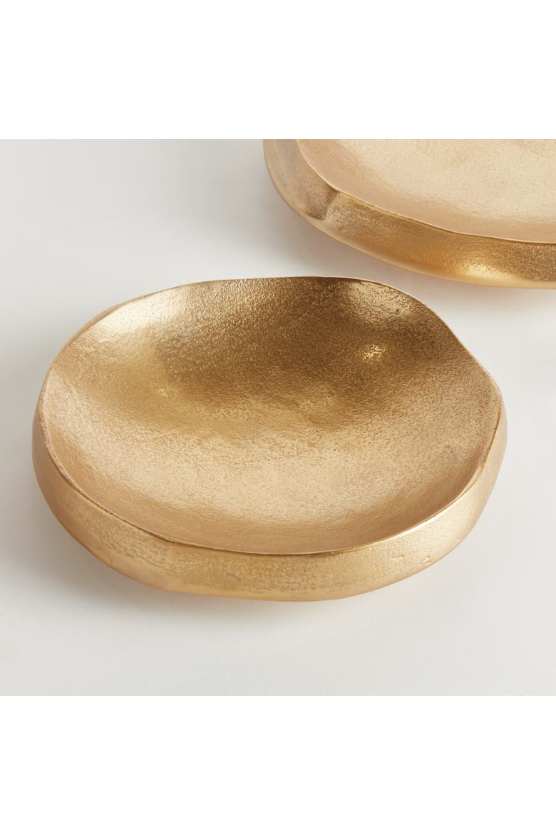 Nico Decorative Bowls, Set of 2 - Gold Cast Aluminum, Alternate, color, Gold