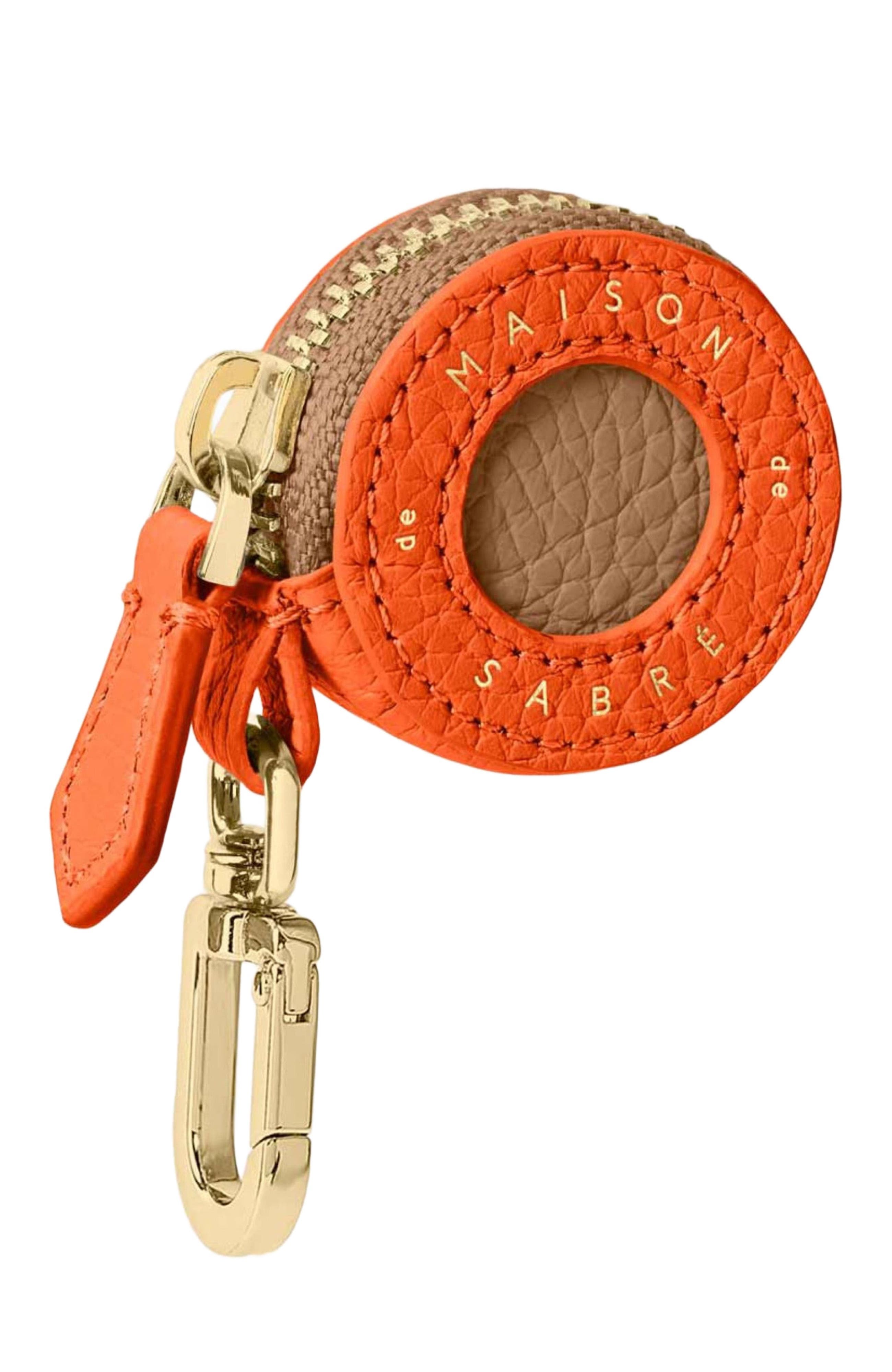 Leather AirTag Charm, Alternate, color, Manhattan Sandstone