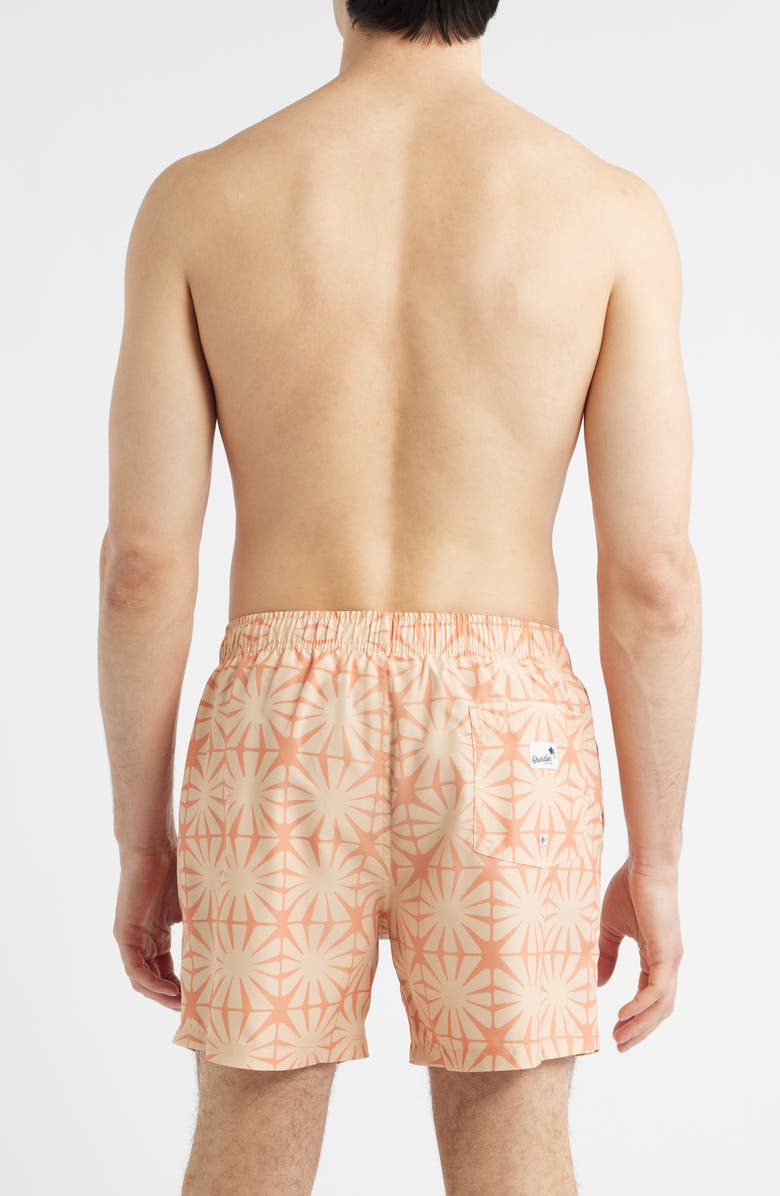Boardies Tile Print Mid Length Swim Trunks, Alternate, color, Sand/ Caramel