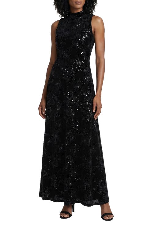 Sleeveless Sequin Velvet Dress