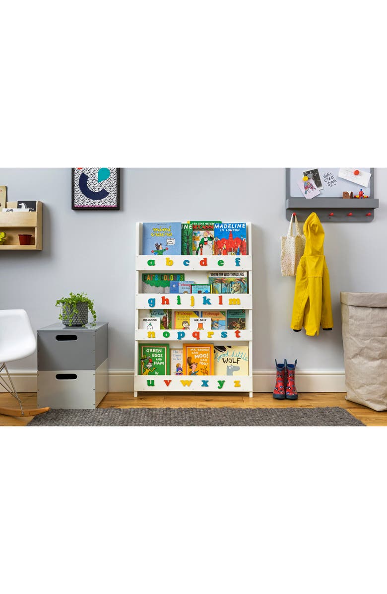 Tidy Books Rainbow ABC White Wood Bookcase, Alternate, color, White