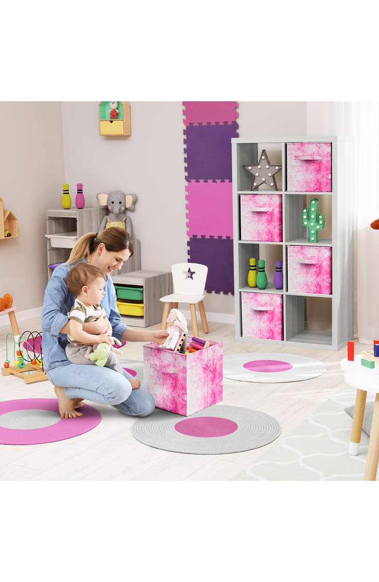 SORBUS 6-Pack Collapsible Storage Bins, Alternate, color, Tie- Dye Pink