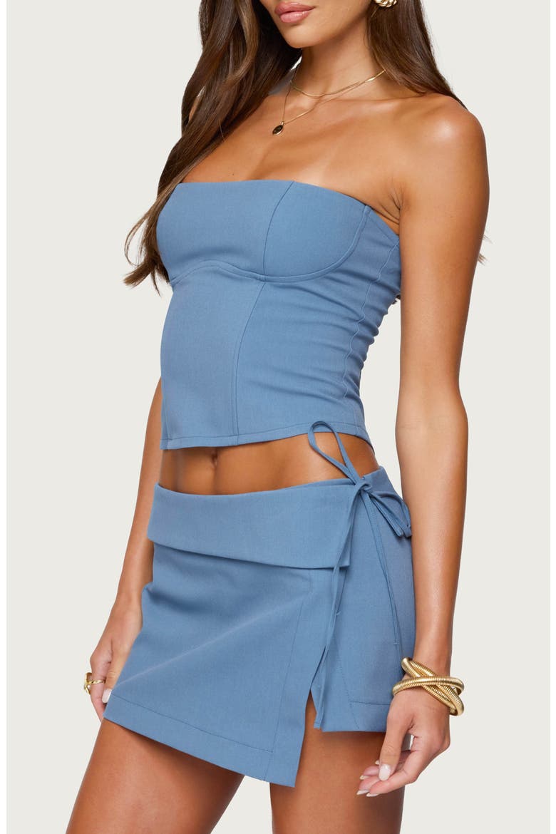 Selena Lace-Up Strapless Corset Top, Alternate, color, BLUE
