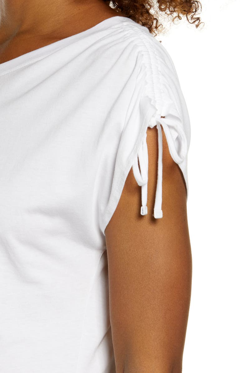 Blanc Noir Ruched Sleeve T-Shirt, Alternate, color, Solid White
