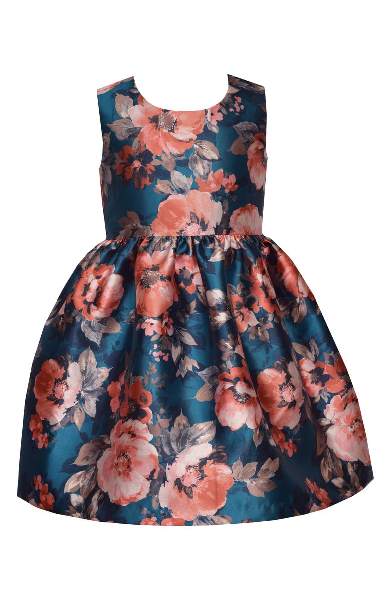 Iris & Ivy Kids' Mikado Floral Sleeveless Dress & Cardigan Set, Alternate, color, Jade Teal