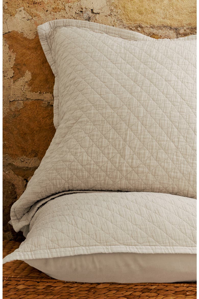 Porto Luxury Diamond Quilted Sham Pair, Alternate, color, Biscuit