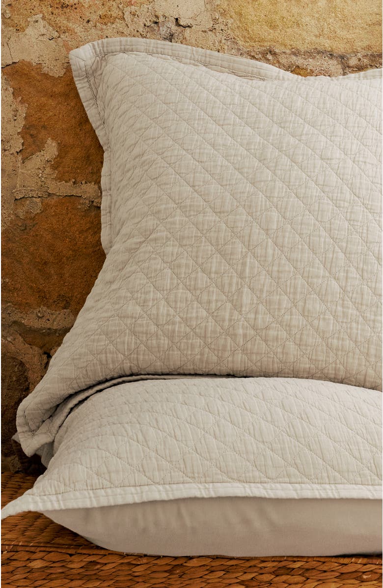 CHRISTY Porto Luxury Diamond Quilted Sham Pair, Alternate, color, Biscuit