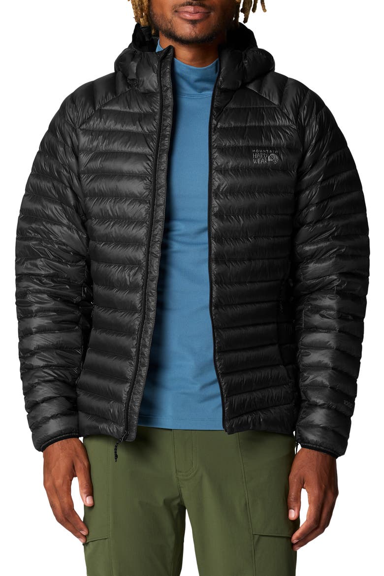 Ghost Whisperer Hooded Packable 1000 Fill Power Down Puffer Jacket, Main, color, BLACK