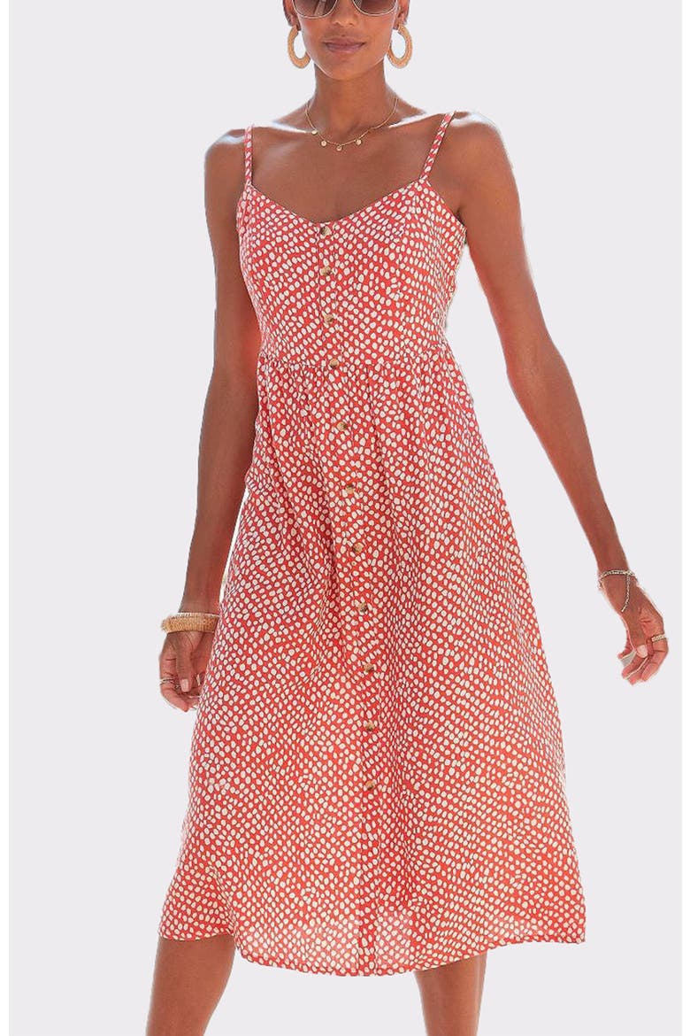 Button Up Panel Dress, Main, color, Red Ivory