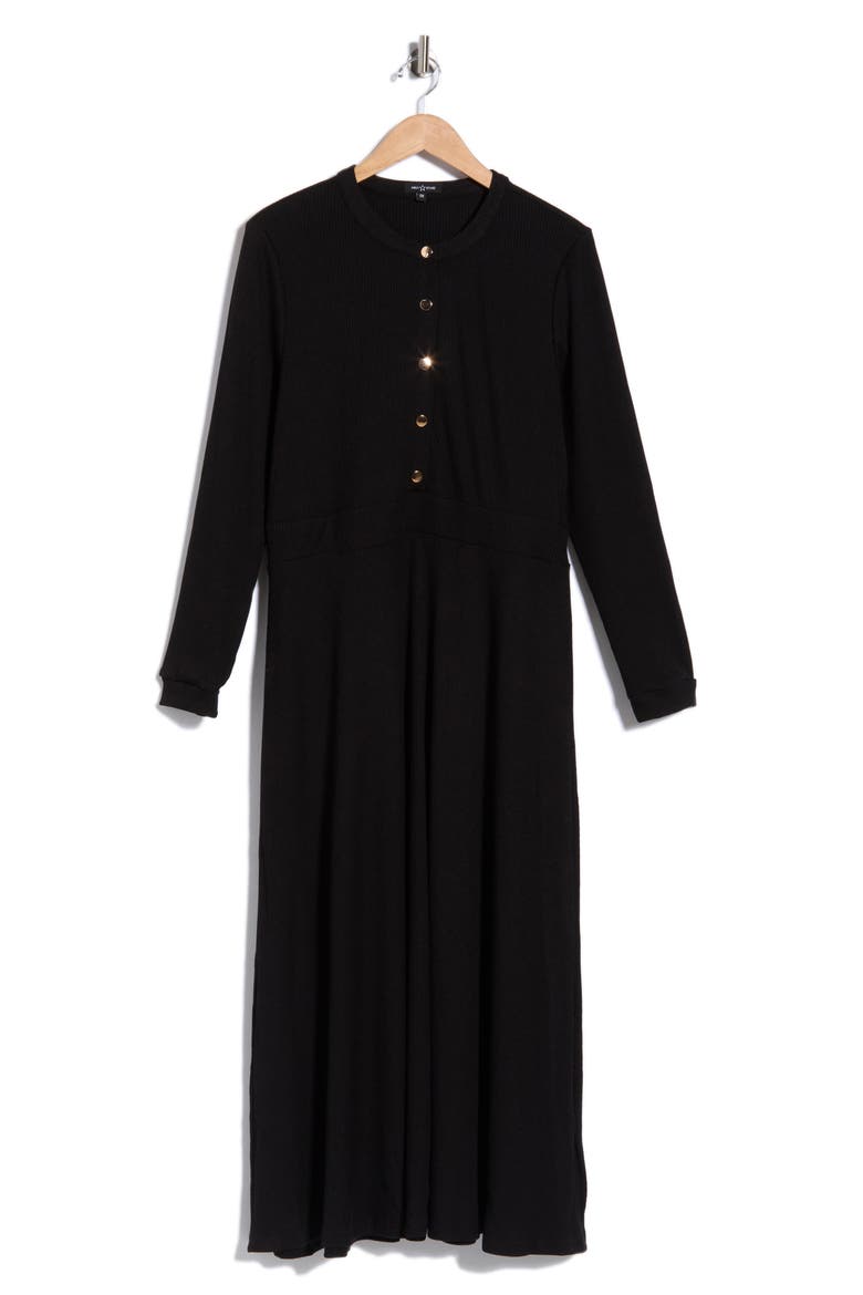 Ashton Button Front Midi Dress, Main, color, BLACK