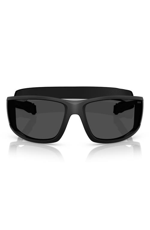 Prada Ps A04s 85mm Oversize Rectangular Sunglasses In Matte Black
