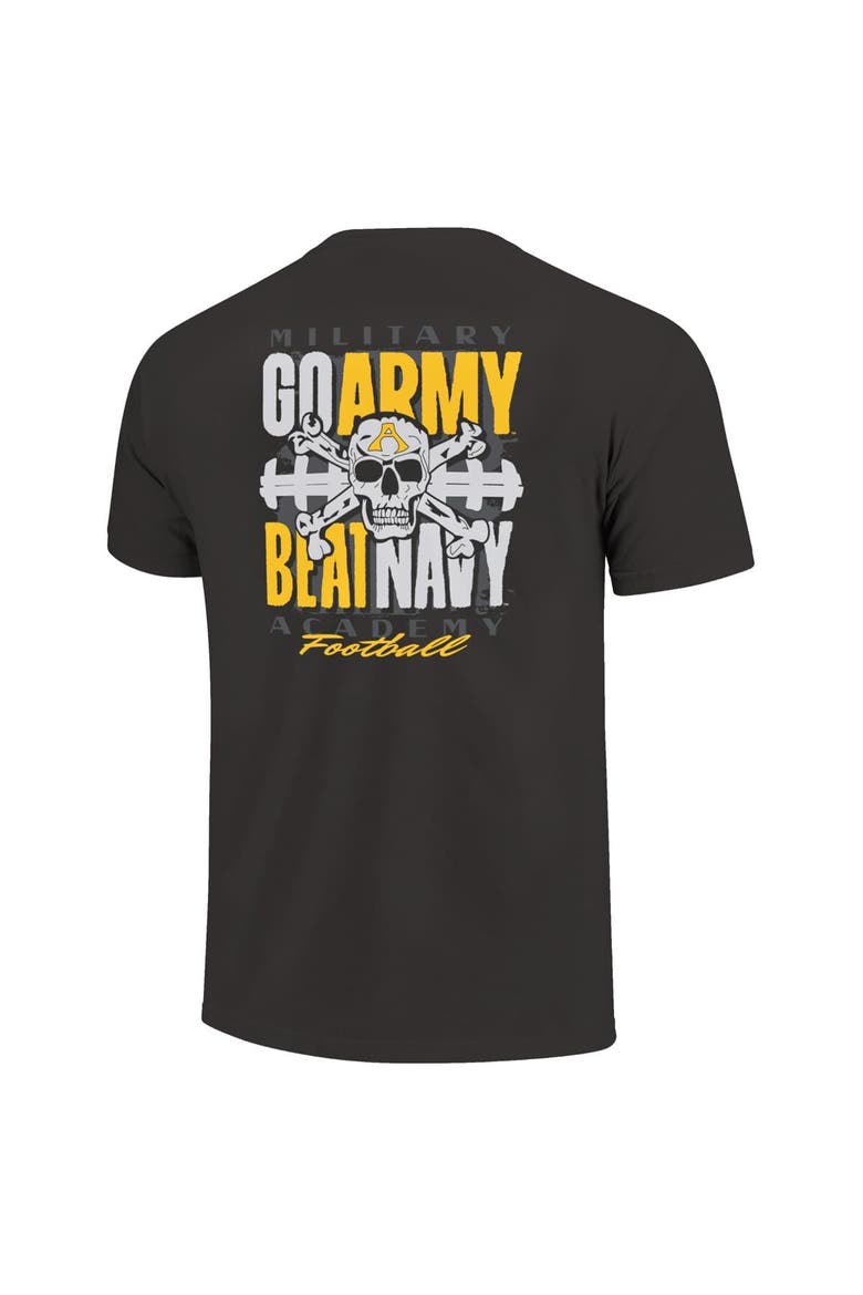 Unisex Graphite Army Black Knights Skull Beat Navy Football T-Shirt, Alternate, color, Graphite