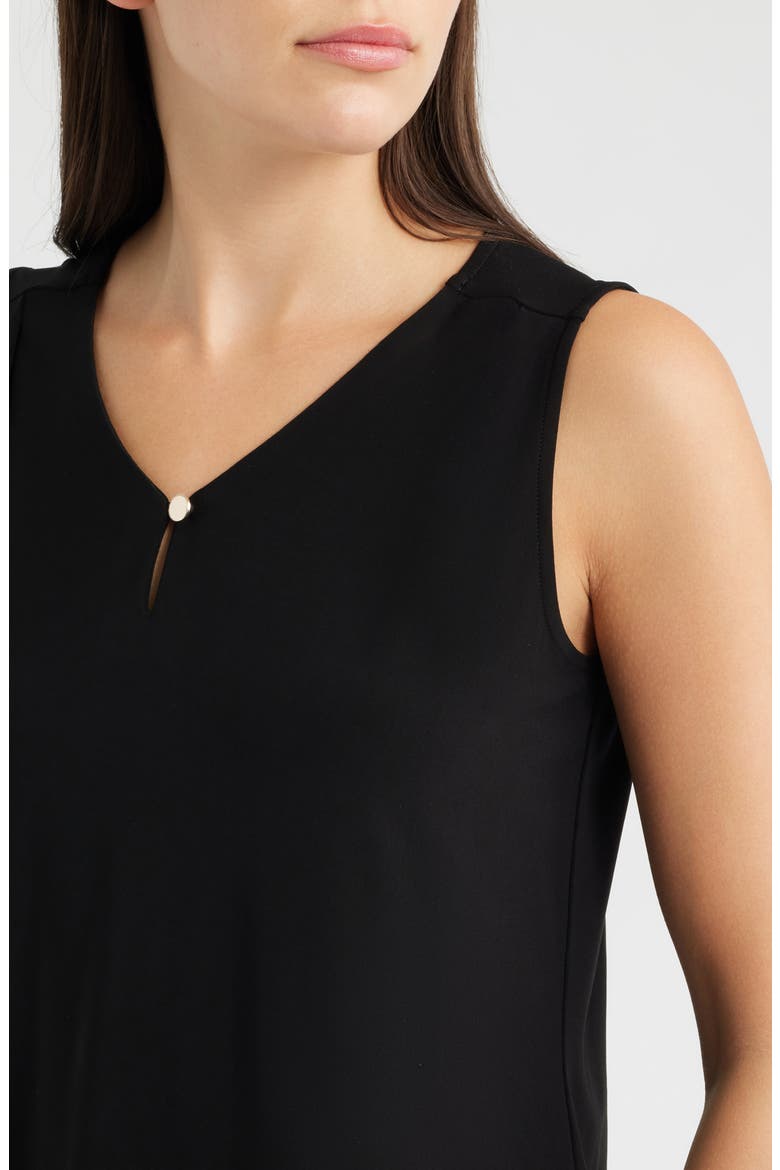 Pleated V-Neck Top, Alternate, color, ANNE BLACK