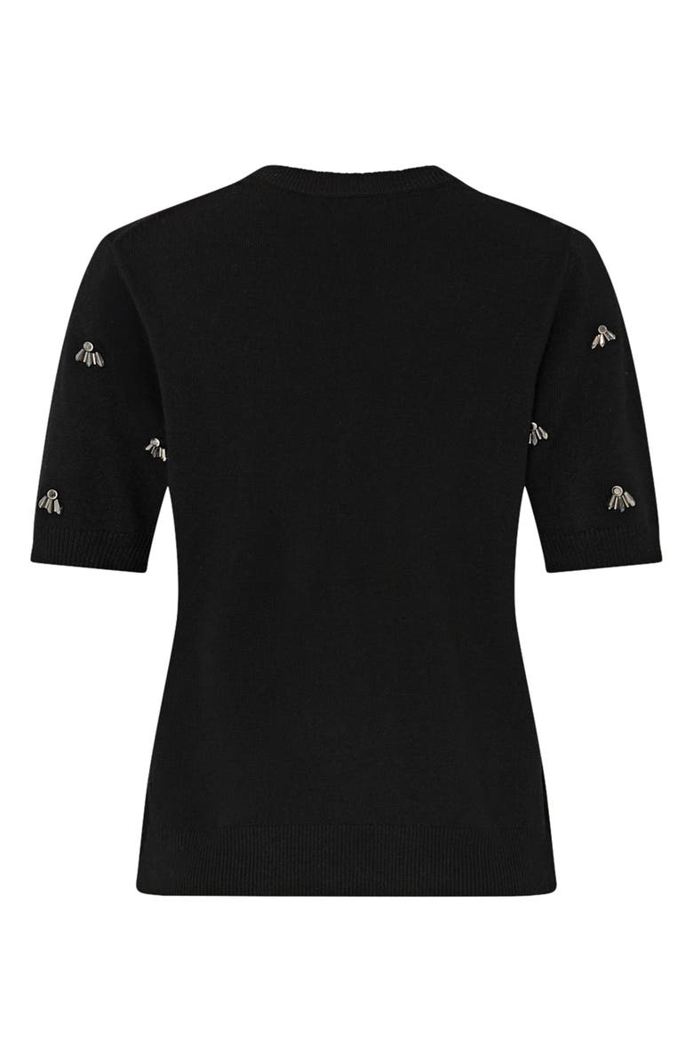 Milly Rosalyn Rhinestone Detail Sweater, Alternate, color, Black