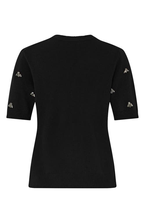 Milly Rosalyn Rhinestone Embellished Crewneck Top In Black