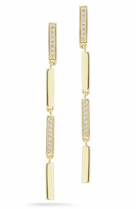 Cubic Zirconia Bar Drop Earrings