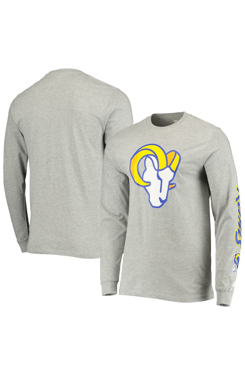 STARTER Men's Starter Heathered Gray Los Angeles Rams Halftime Long Sleeve T-Shirt, Main, color, 