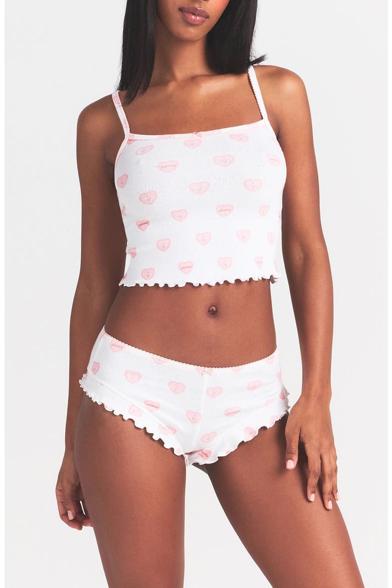 Pointelle Ruffle Pajamas, Main, color, SNOW LACE HEARTS