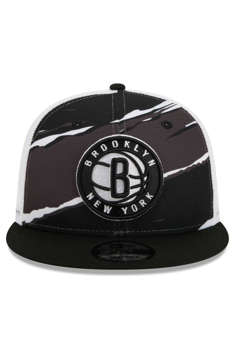 New Era Men's New Era Black/White Brooklyn Nets Tear Trucker 9FIFTY Adjustable Hat, Alternate, color, Black