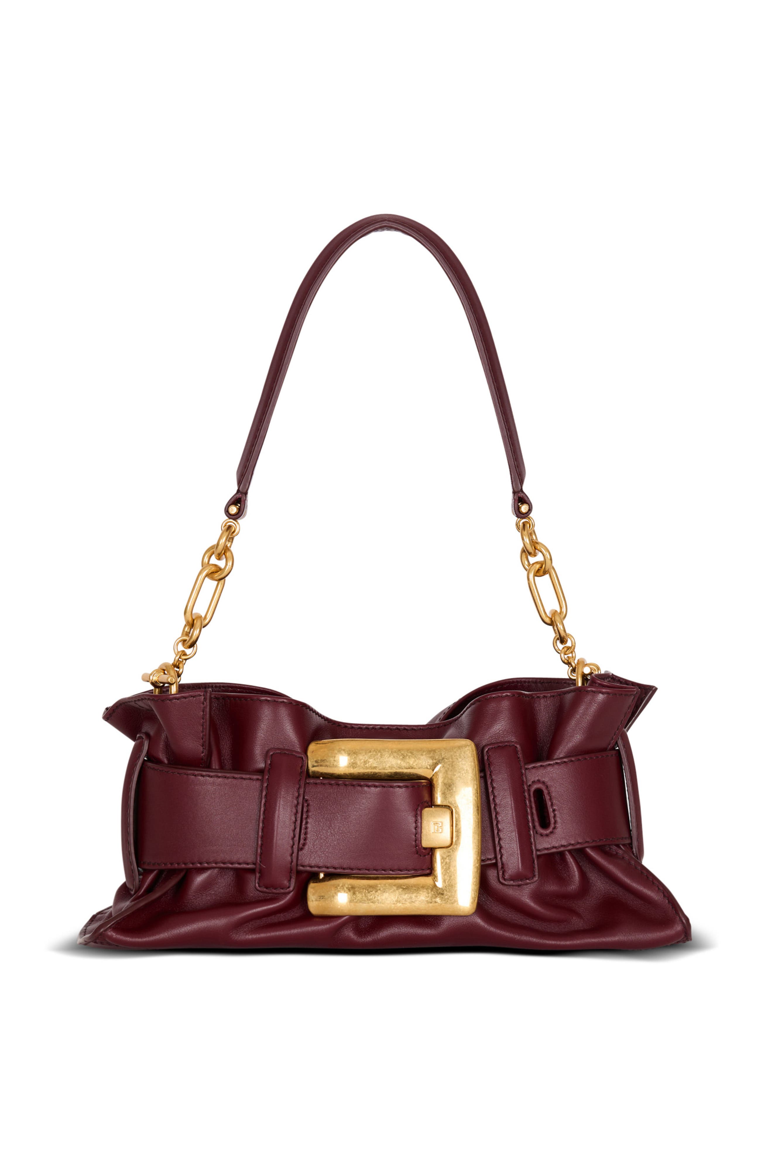 Balmain Mini Anthem Bag In Calfskin Leather, Main, color, Brown