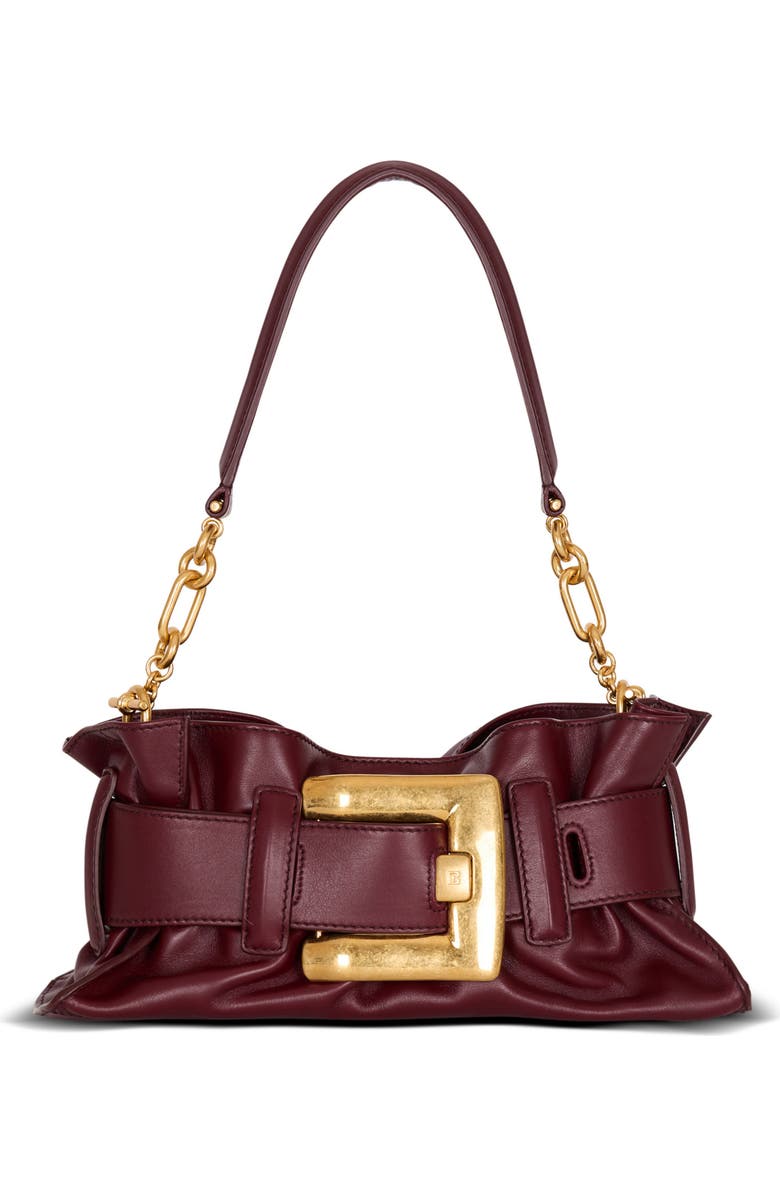 Balmain Mini Anthem Bag In Calfskin Leather, Main, color, Brown