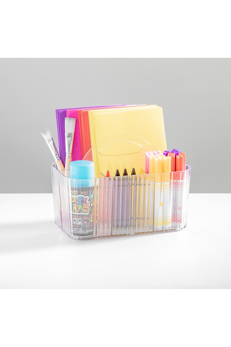 Plastic Shower Caddy Storage Organizer Basket with Handle, Alternate, color, Clear/Clear