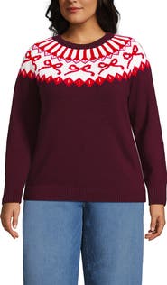 Lands' End Plus Size Drifter Raglan Pointelle Crew Neck Sweater